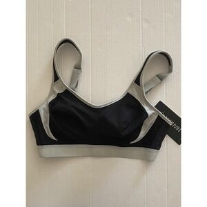 Agonvin Women's 34C Black With Grey Trim Sports Bra